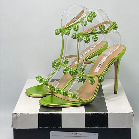 Aquazzura Cha Cha Cha Metallic Leather Sandals size 39 - Picture 12 of 14